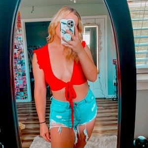 Red tie crop top size M